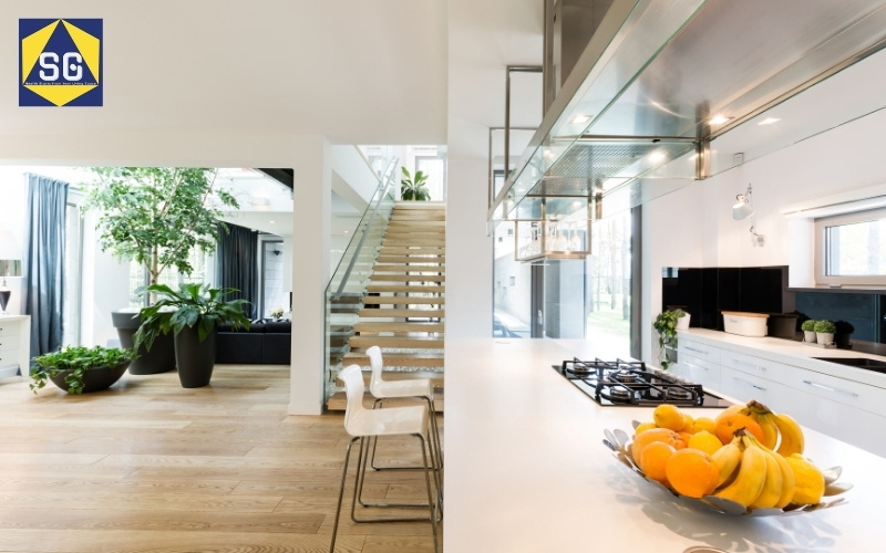 phòng khách kết hợp bếp