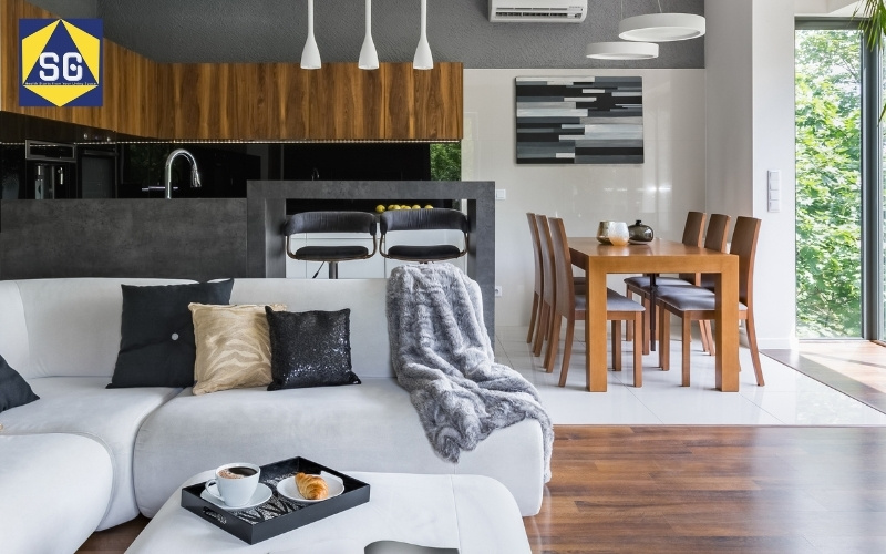 phòng khách kết hợp bếp