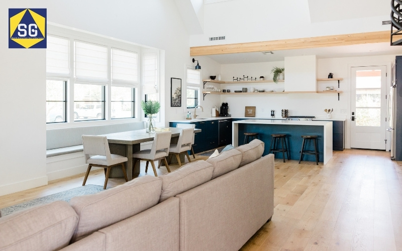 phòng khách kết hợp bếp