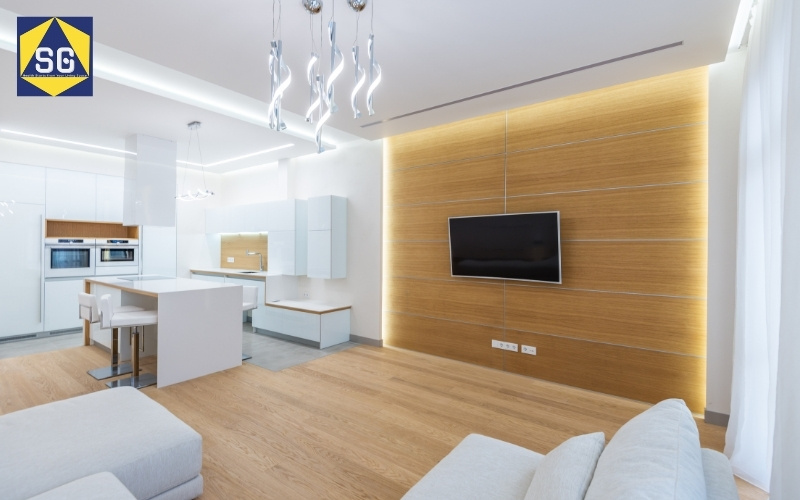 phòng khách kết hợp bếp