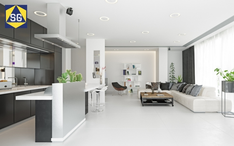 phòng khách kết hợp bếp