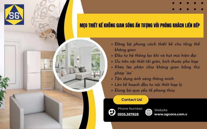 phòng khách kết hợp bếp