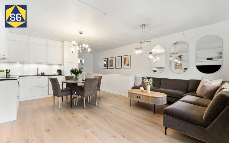 phòng khách kết hợp bếp