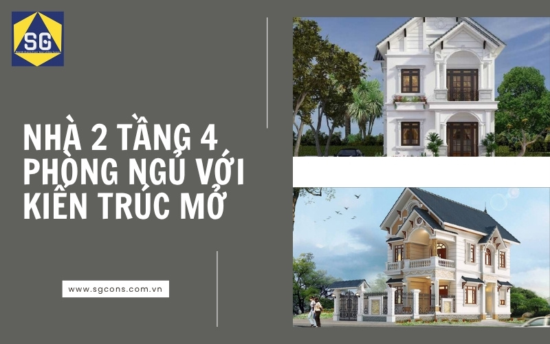 mẫu nhà 2 tầng 4 phòng ngủ giá rẻ
