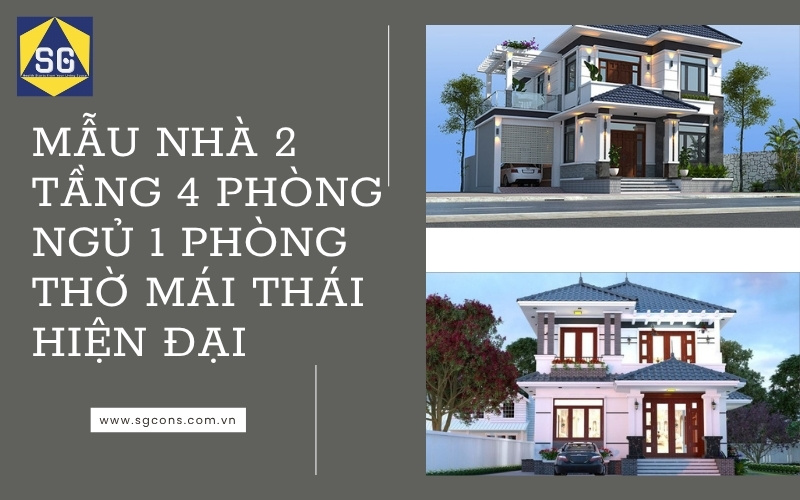 mẫu nhà 2 tầng 4 phòng ngủ giá rẻ