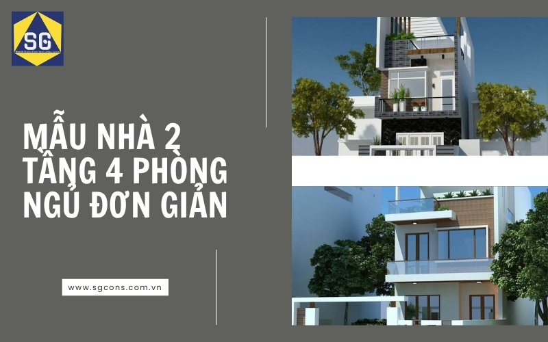 mẫu nhà 2 tầng 4 phòng ngủ giá rẻ