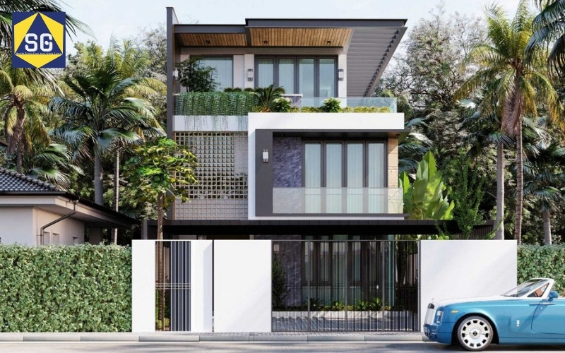 mẫu nhà ngang 10m 2 tầng