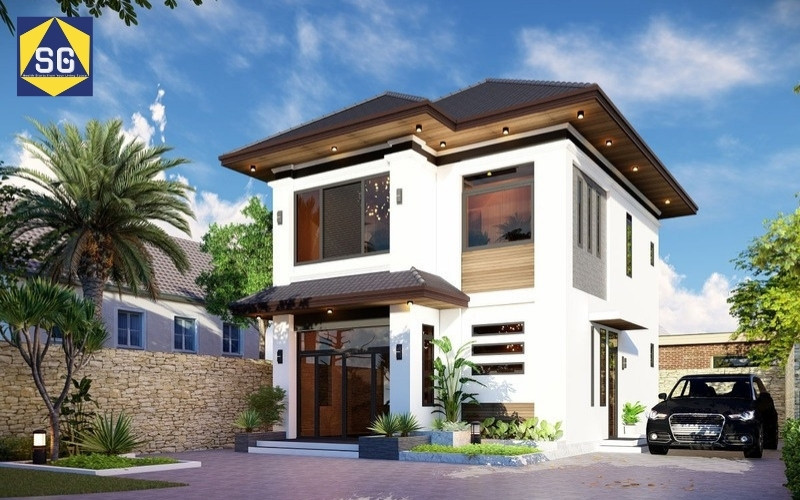 mẫu nhà ngang 10m 2 tầng