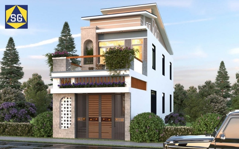 mẫu nhà ngang 10m 2 tầng