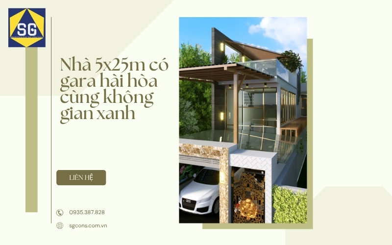 thiết kế nhà 5x25m có gara