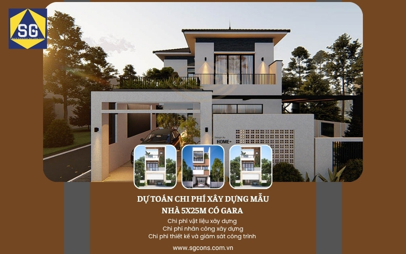 thiết kế nhà 5x25m có gara