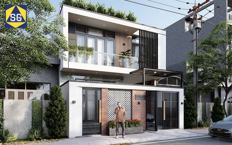 thiết kế nhà mặt tiền 8m sâu 12m