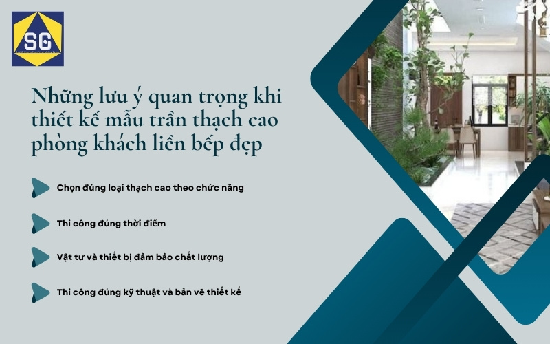 mẫu trần thạch cao phòng khách liền bếp đẹp