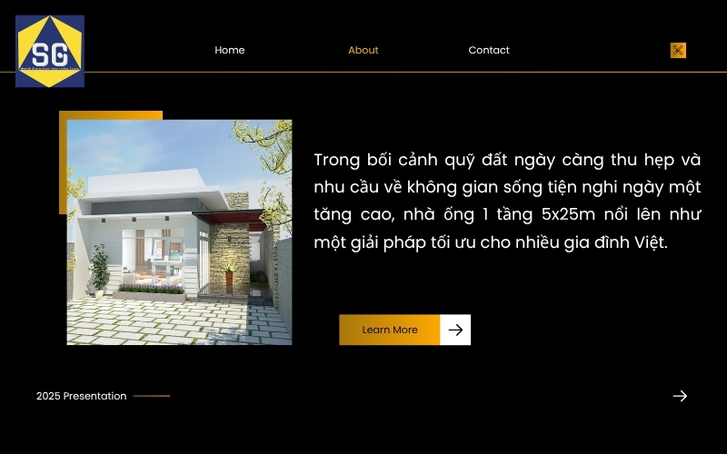 Thiết Kế Nhà Ống 1 Tầng 5x25m