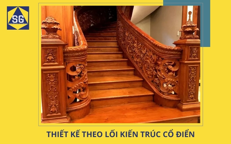 Cầu thang gỗ đẹp cho nhà ống