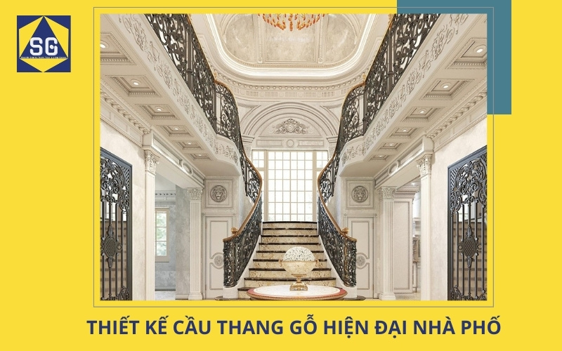 Cầu thang gỗ đẹp cho nhà ống