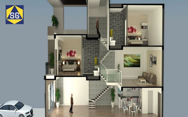 Mẫu nhà lệch tầng 7x7m Mẫu nhà lệch tầng 7x7m