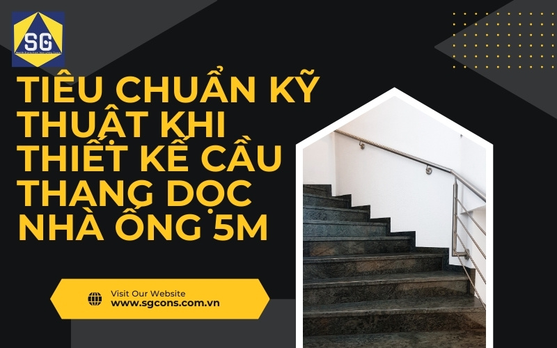 cầu thang dọc nhà ống 5m