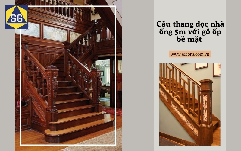 cầu thang dọc nhà ống 5m