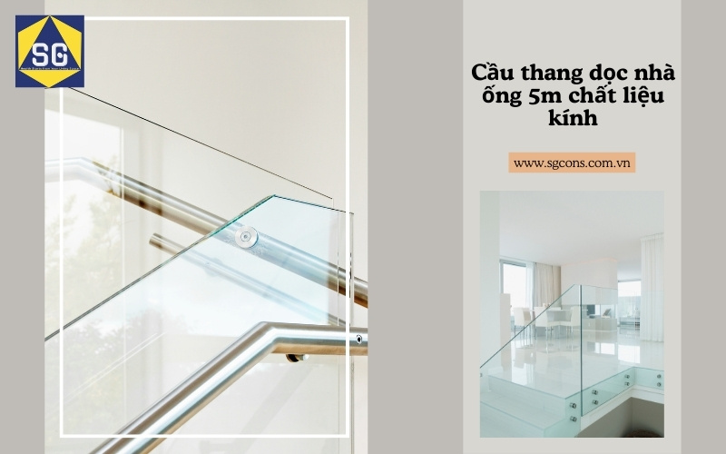 cầu thang dọc nhà ống 5m