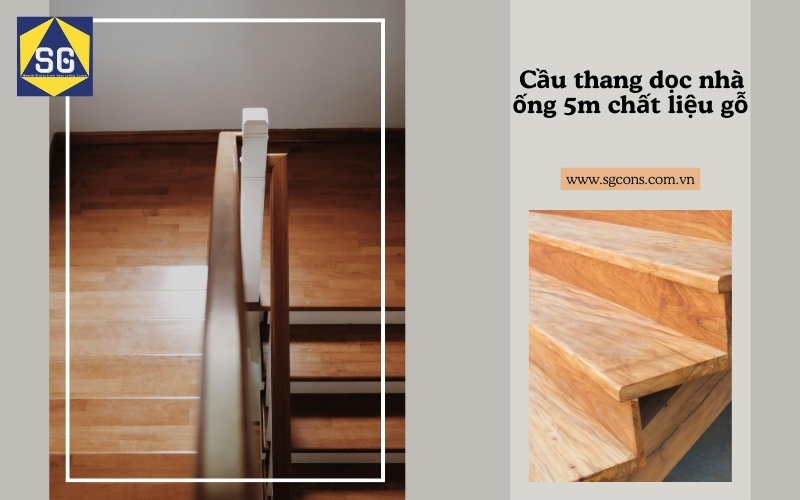 cầu thang dọc nhà ống 5m