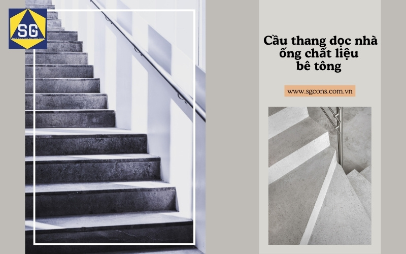 cầu thang dọc nhà ống 5m