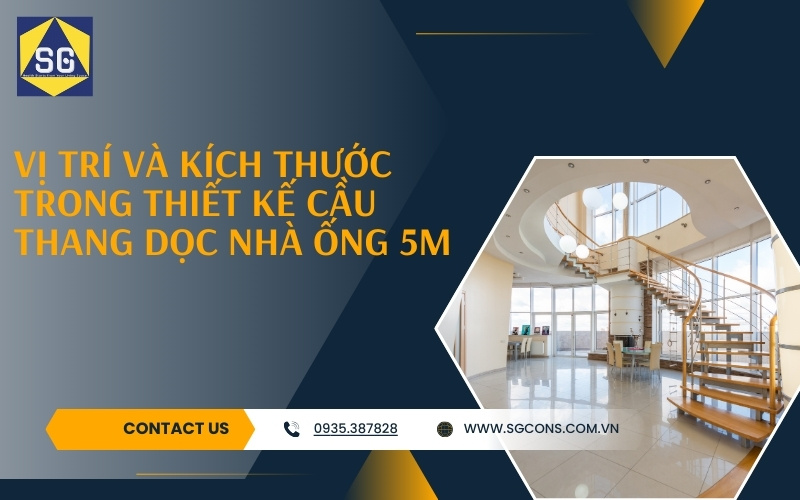 cầu thang dọc nhà ống 5m