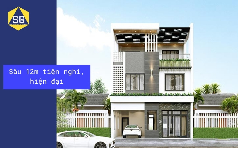 Mẫu nhà 2 tầng mặt tiền 8m hiện đại