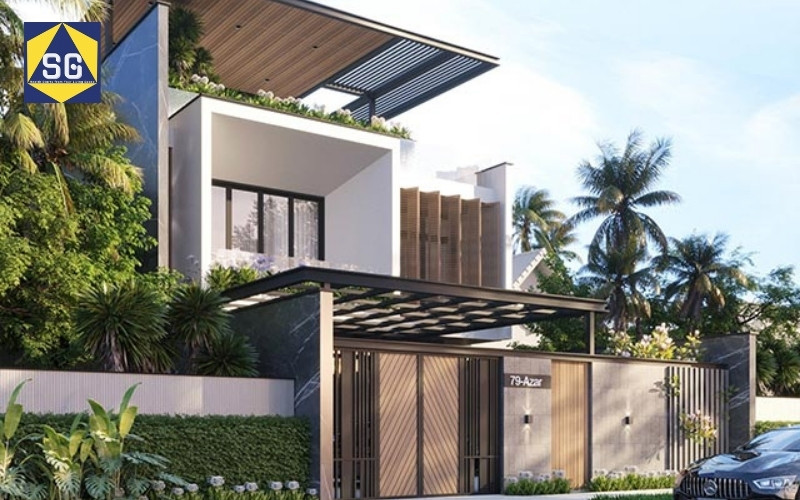 Mẫu nhà 2 tầng mặt tiền 8m hiện đại