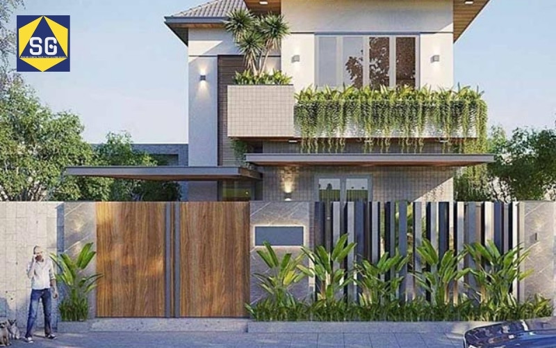 Mẫu nhà 2 tầng mặt tiền 8m hiện đại