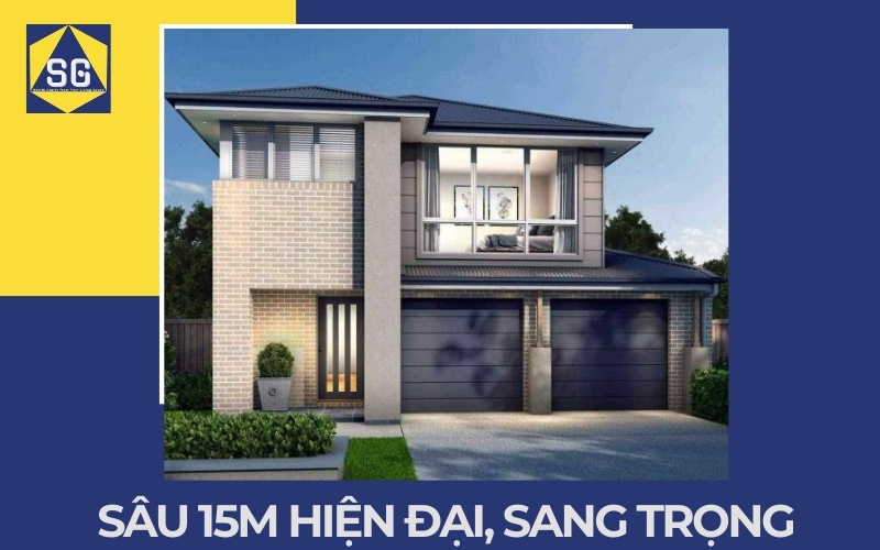 Mẫu nhà 2 tầng mặt tiền 8m hiện đại