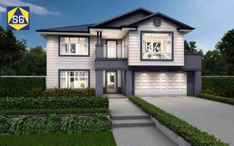 Mẫu nhà 2 tầng mặt tiền 8m hiện đại