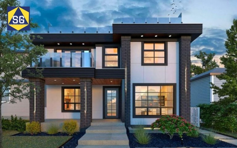 Mẫu nhà 2 tầng mặt tiền 8m hiện đại