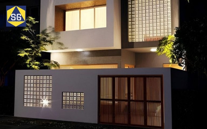 Mẫu nhà 2 tầng mặt tiền 8m hiện đại