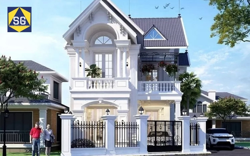 Mẫu nhà 2 tầng mặt tiền 8m hiện đại