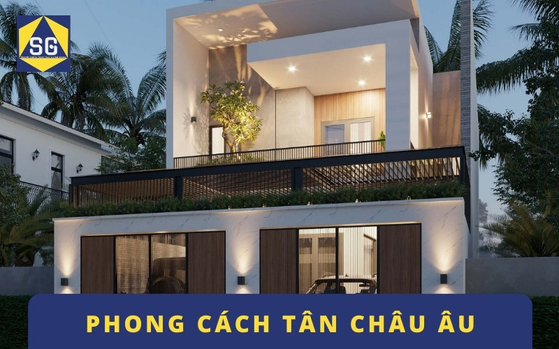 Mẫu nhà 2 tầng mặt tiền 8m hiện đại