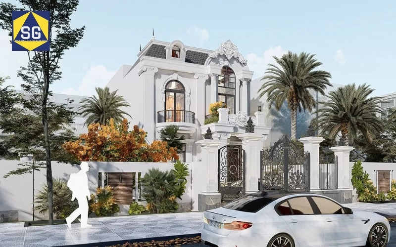 Mẫu nhà 2 tầng mặt tiền 8m hiện đại