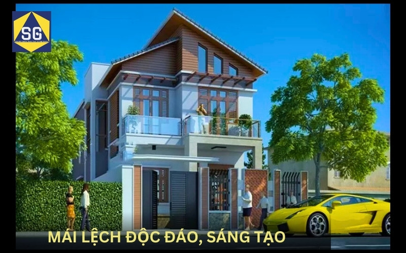 Mẫu nhà 2 tầng mặt tiền 8m hiện đại