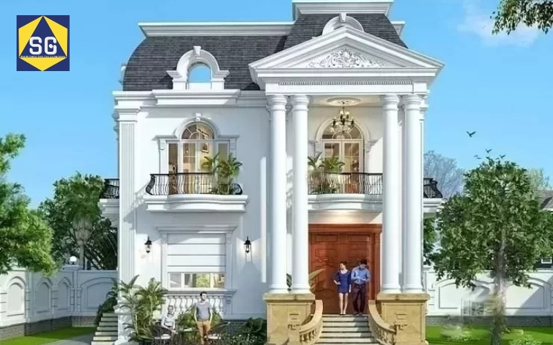 Mẫu nhà 2 tầng mặt tiền 8m hiện đại