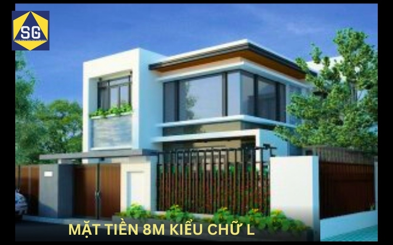 Mẫu nhà 2 tầng mặt tiền 8m hiện đại