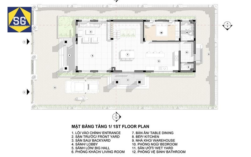 Mẫu nhà 2 tầng mặt tiền 8m hiện đại