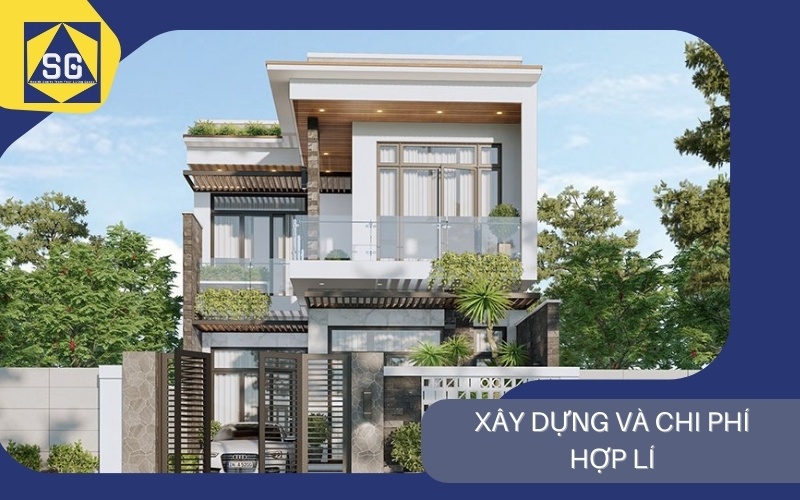 Mẫu nhà 2 tầng mặt tiền 8m hiện đại