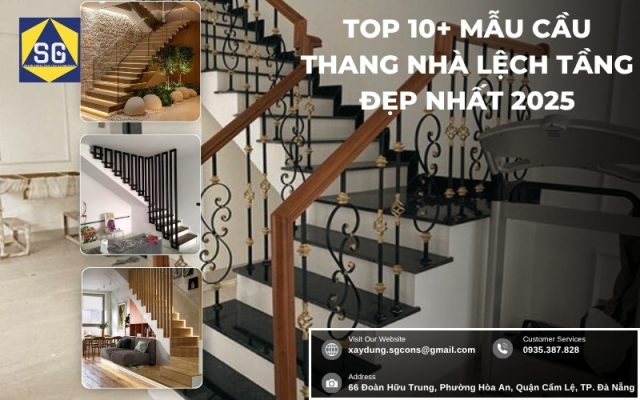 Cầu thang nhà lệch tầng đẹp