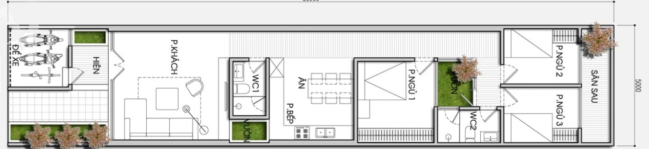 Bản vẽ mặt bằng tầng 1 mẫu nhà 5x20 3 tầng mẫu nhà 5x20 3 tầng