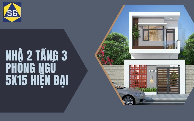 nhà 2 tầng 3 phòng ngủ 5x15