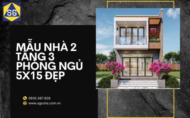 nhà 2 tầng 3 phòng ngủ 5x15