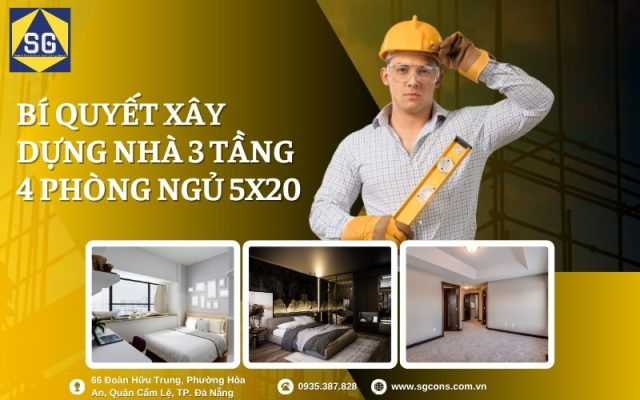 nhà 3 tầng 4 phòng ngủ 5x20