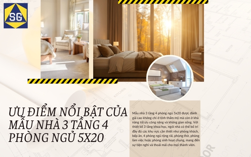nhà 3 tầng 4 phòng ngủ 5x20