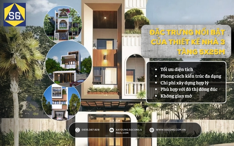 Thiết kế nhà 3 tầng 5x25m Thiết kế nhà 3 tầng 5x25m