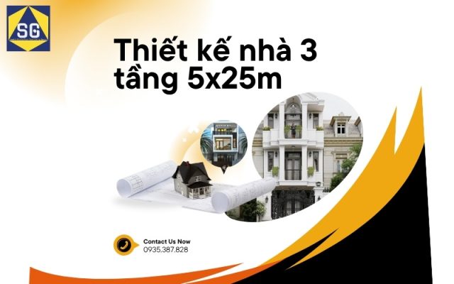 Thiết kế nhà 3 tầng 5x25m